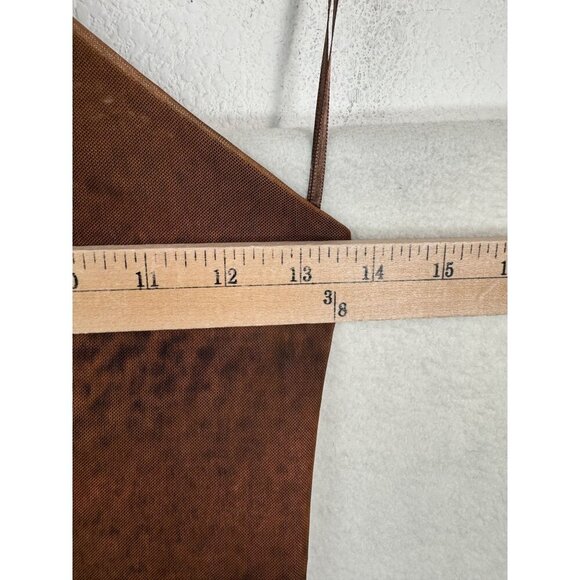 Zara Tulle Blogger's fav Halter Brown & Orange Maxi Dress sz S - Picture 7 of 11